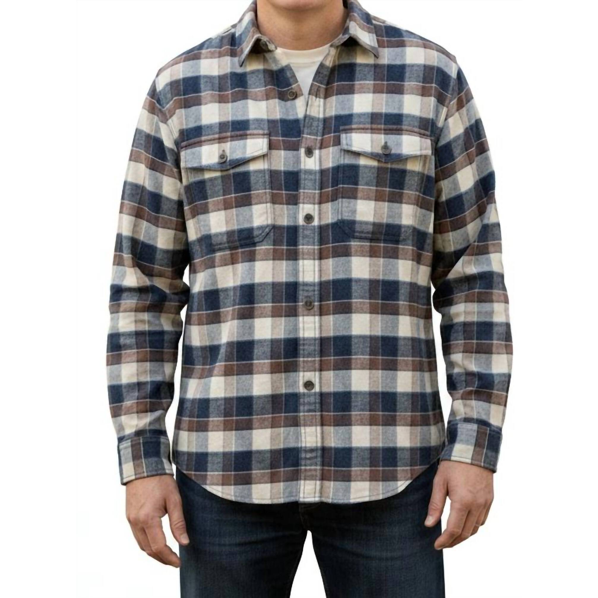 New Eddie Bauer Hemplify Plaid Flannel Button Shirt In Blue